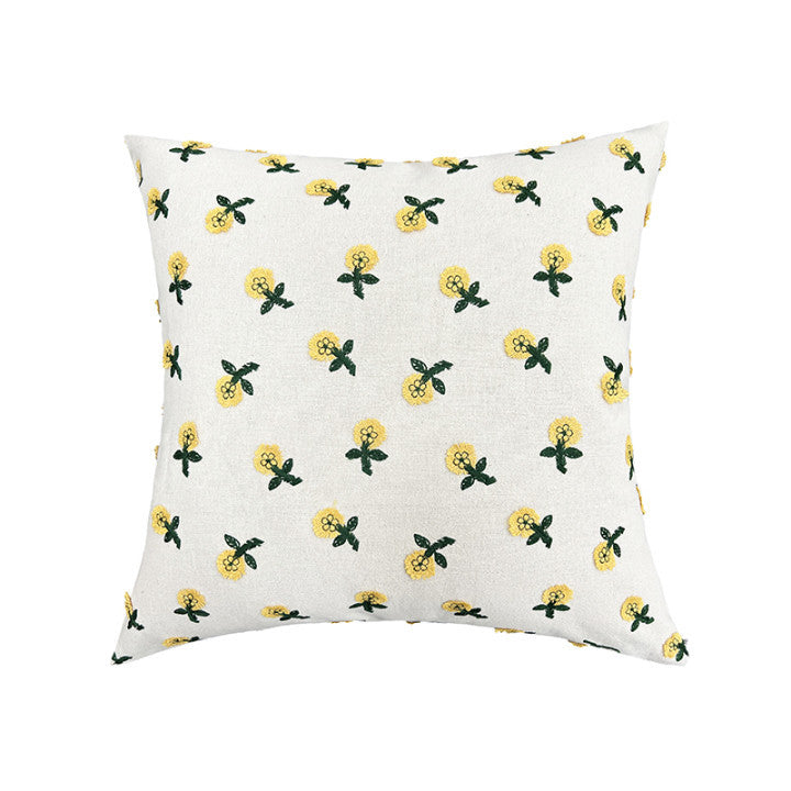 Quadratischer dekorativer Kissenbezug mit handtuftetem Blumen‑Tufting Karnz