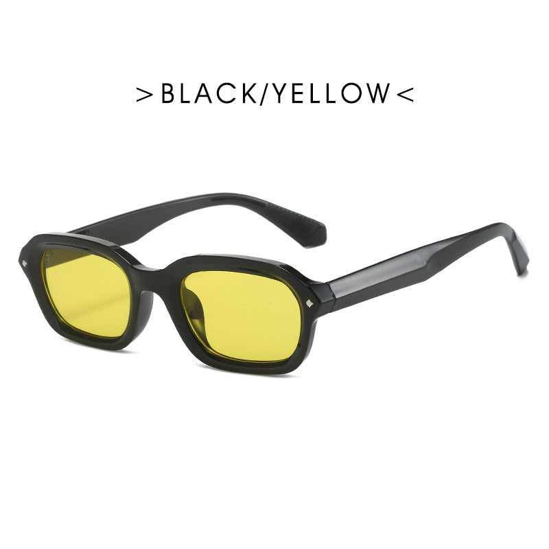 Damen Trendige rechteckige Sonnenbrille mit vollständig transparentem Rahmen und UV-Schutz Karnz