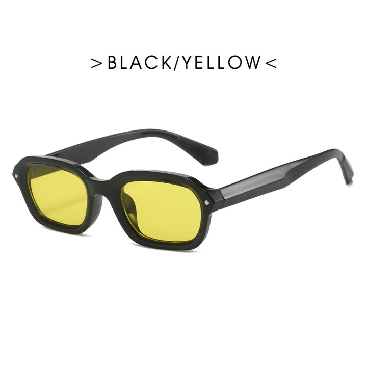 Damen Trendige rechteckige Sonnenbrille mit vollständig transparentem Rahmen und UV-Schutz Karnz