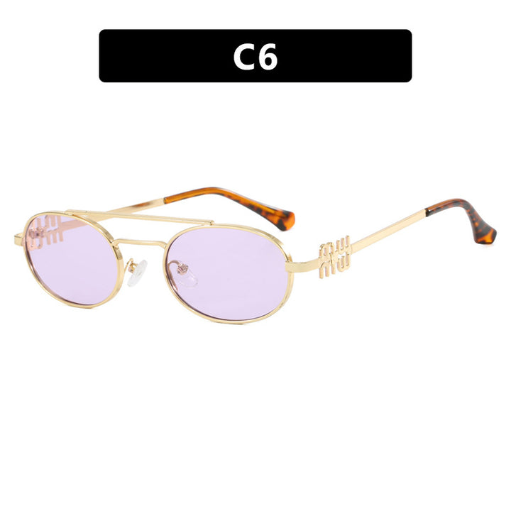 Damen elegante ovale Sonnenbrille mit luxuriösem Metallrahmen Karnz