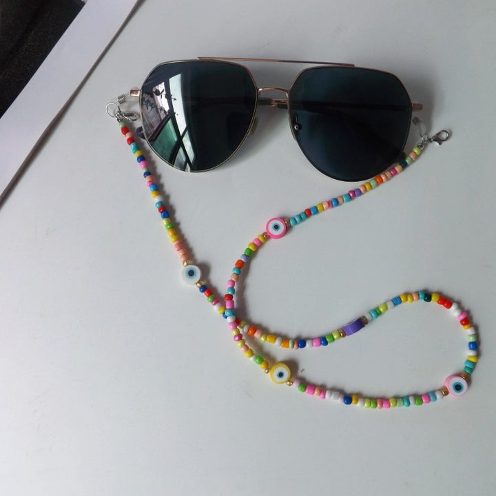 Bunte Brillenhalterkette mit Augenmotiven Karnz