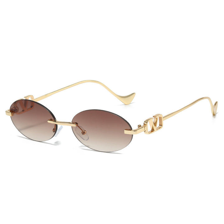 Stylische ovale Sonnenbrille mit dekorativen Akzenten Karnz