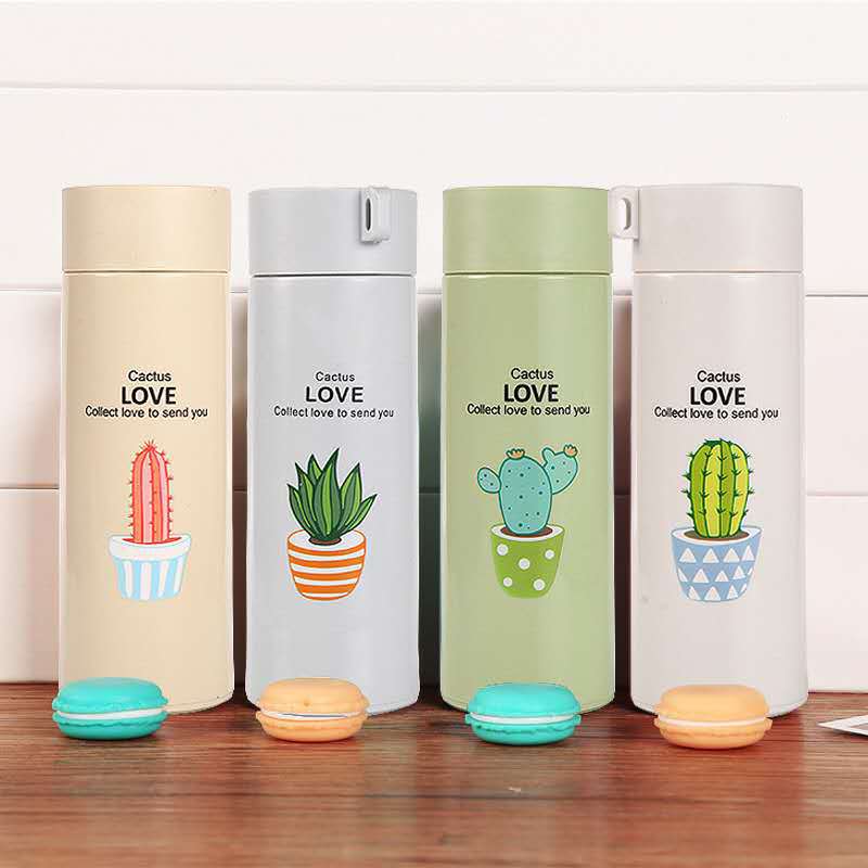 Damen Thermoisolierte Getränkeflasche mit kreativen Kakteen-Motiven Karnz