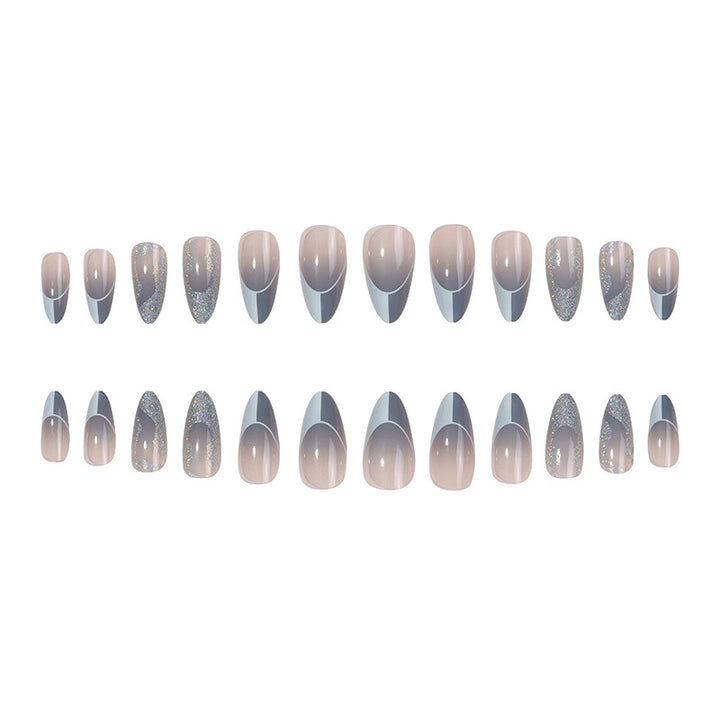 Dekorative Stiletto Press-On Nägel mit Glitzer und Wellenmuster Karnz