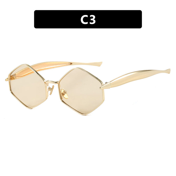 Damen hexagonale Sonnenbrille mit elegantem Metallrahmen und UV-Schutz Karnz