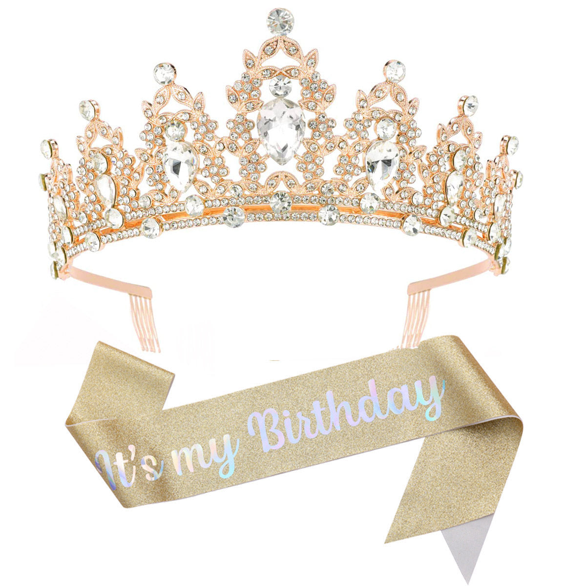 Damen Schwarz verzierte Tiara mit edlem Design Karnz
