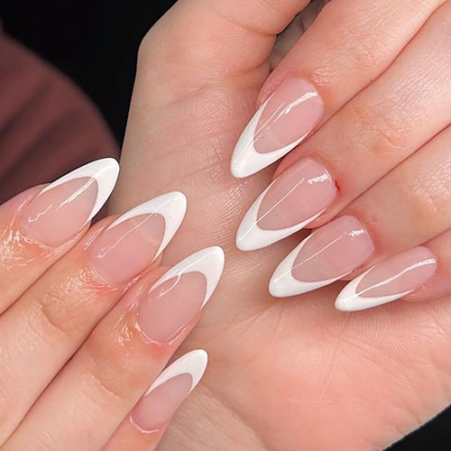Elegante Stiletto Presse-auf Nägel mit Französischen Spitzen Karnz