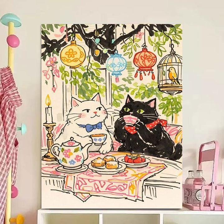 Verspielt Katze Illustration Leinwand Kunst Druck Karnz