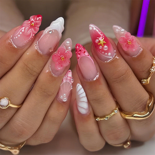 Floral Verziertes Press-On Nagelset Karnz 1788495995
