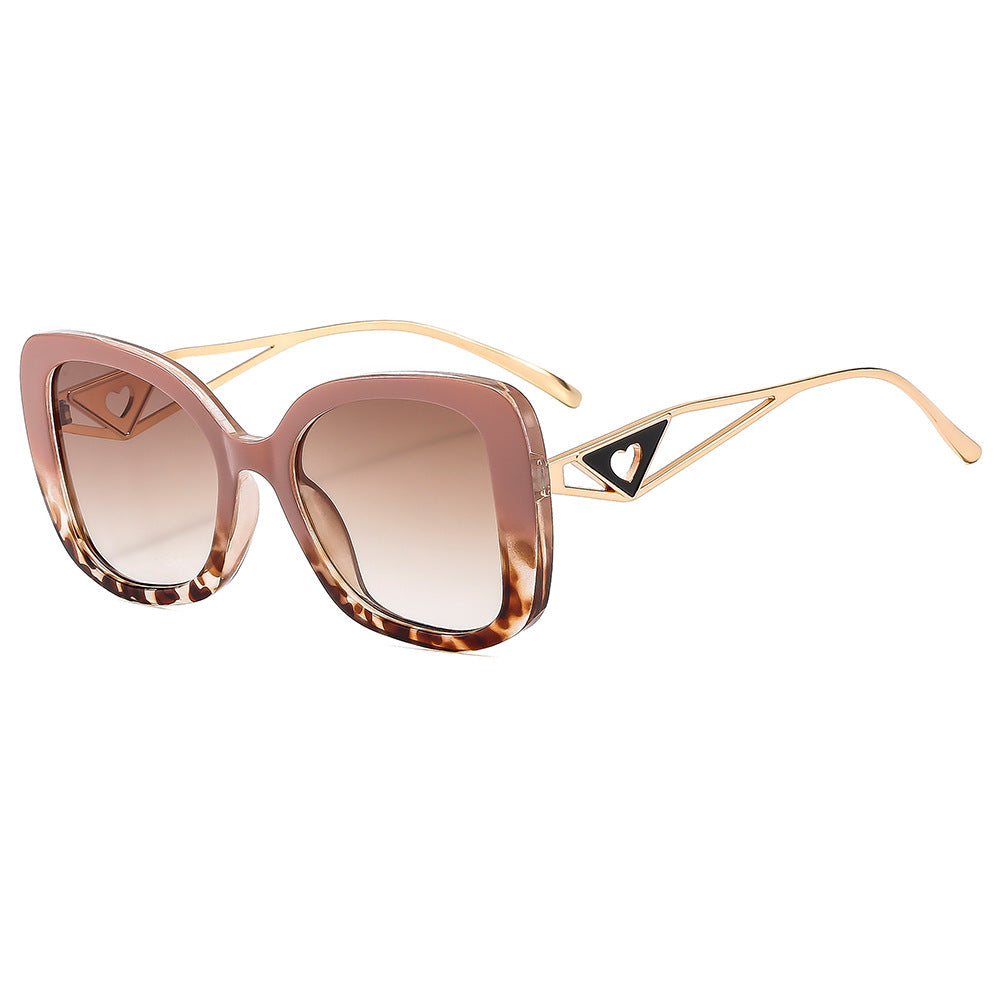 Damen modische oversized Sonnenbrille mit luxuriösem Herzdetail Karnz