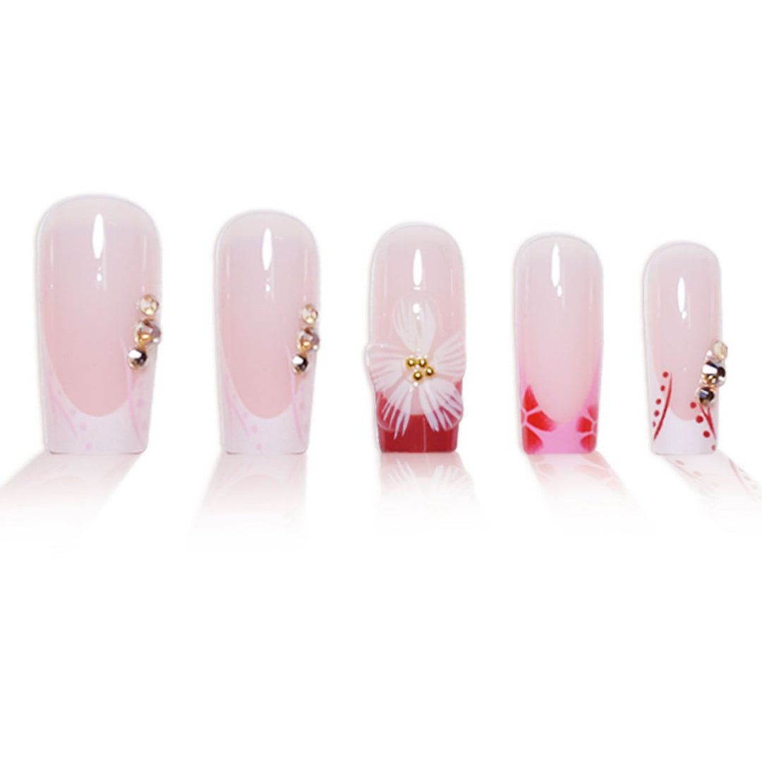 Elegante 3D Blumendekoration Press-On Nagelverlängerungen Karnz