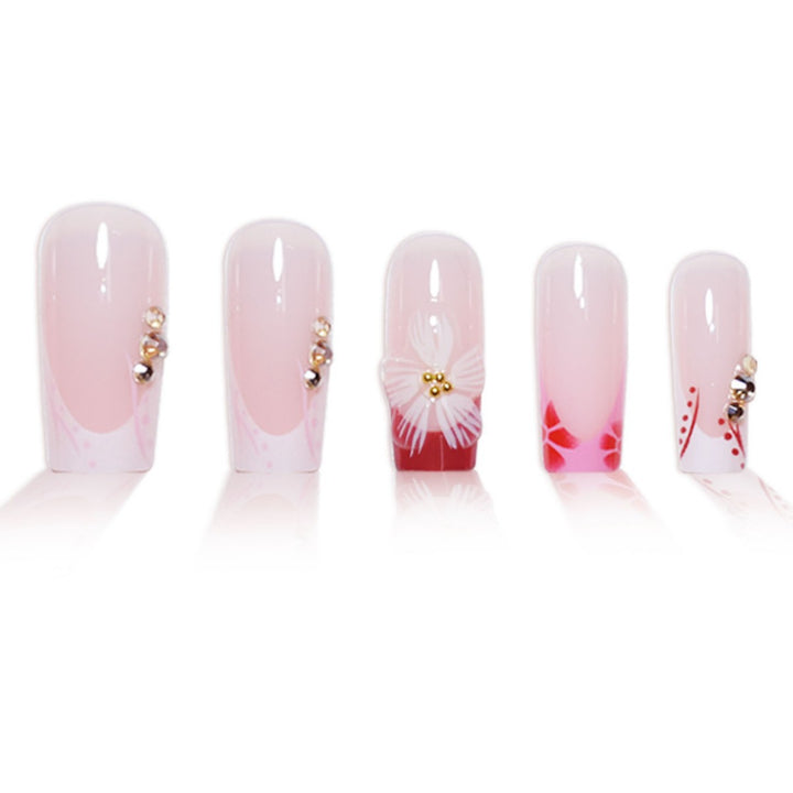 Elegante 3D Blumendekoration Press-On Nagelverlängerungen Karnz