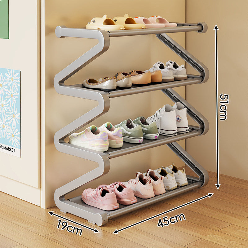 Kompakter Z-förmiger Multi-Tier platzsparender Schuhregalorganisator