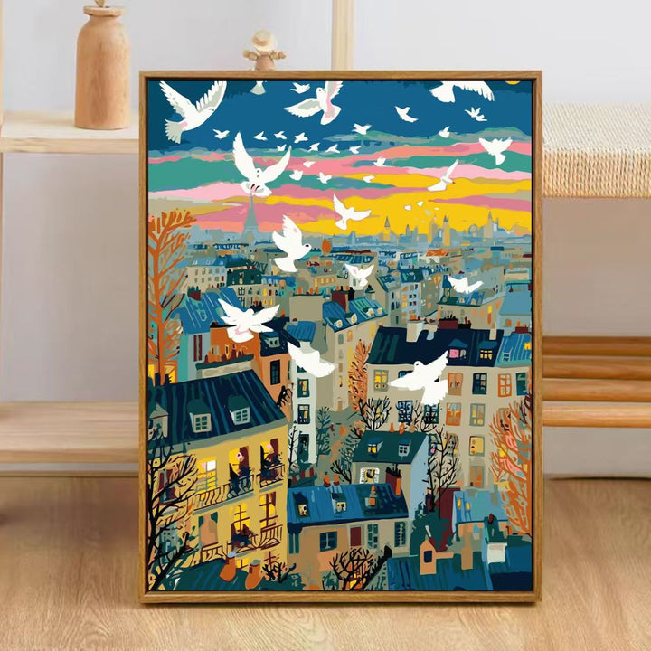 Bunte Stadt Skyline Kunstdruck Karnz