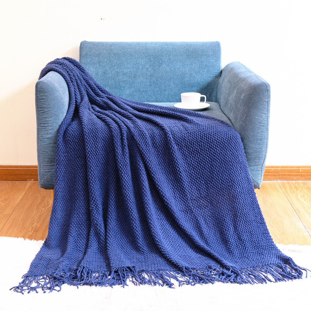 Dekorative Fransen Strickwurfdecke