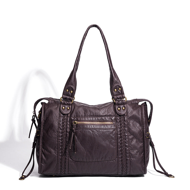 Distressed Leder Satchel Tasche Karnz