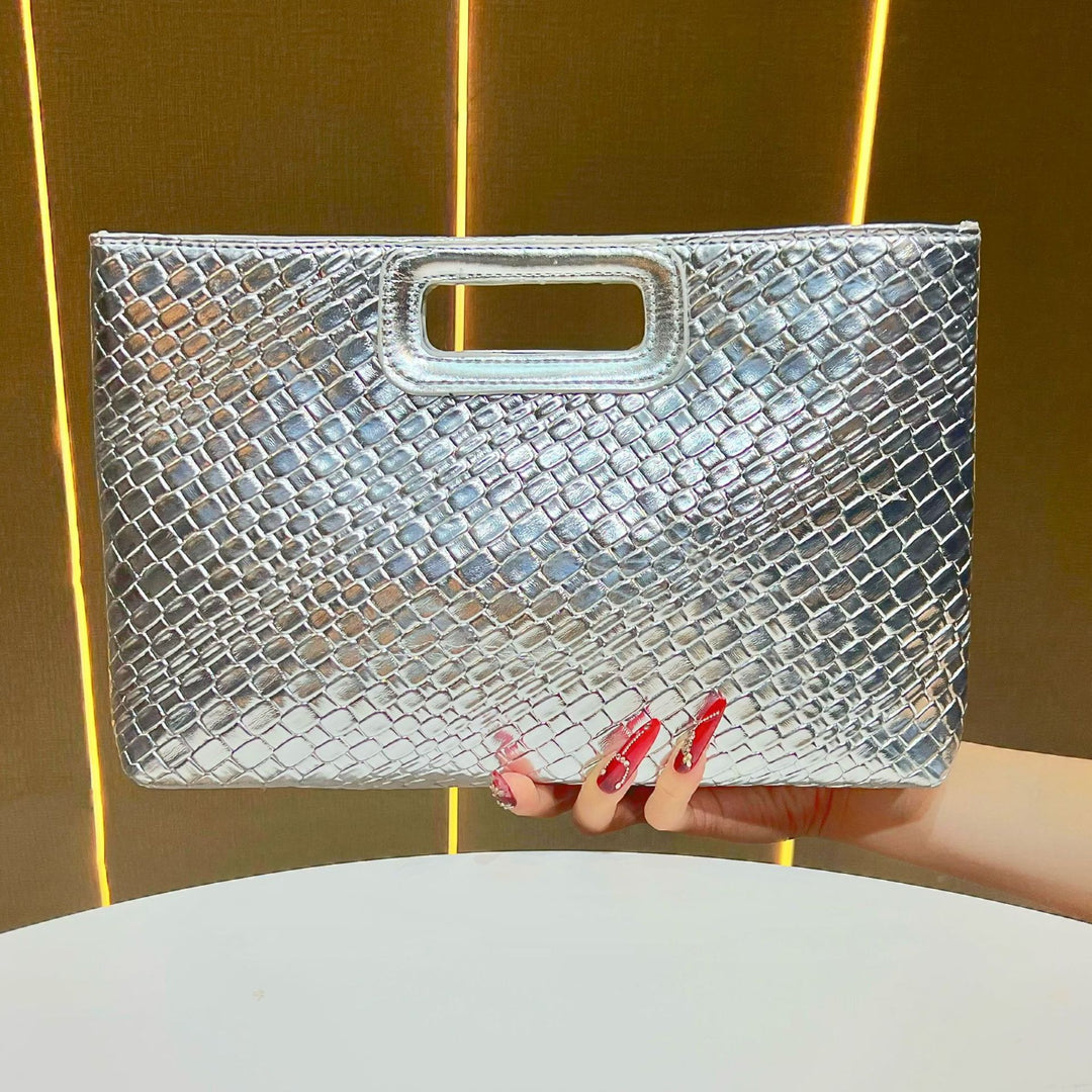 Strukturierte Metallic-Abend-Clutch