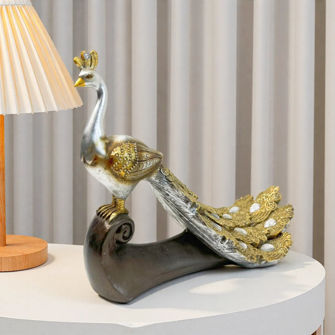 Prunkvolle Pfau Deko Skulptur Karnz
