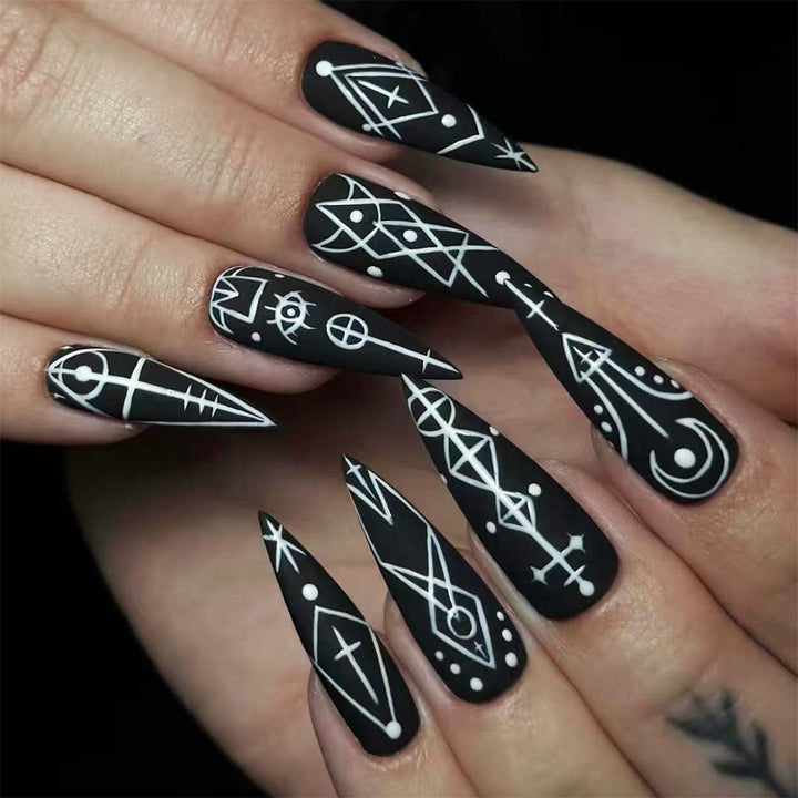 Künstlerische Geometrie-Themen Lange Stiletto Nagelkunst Karnz