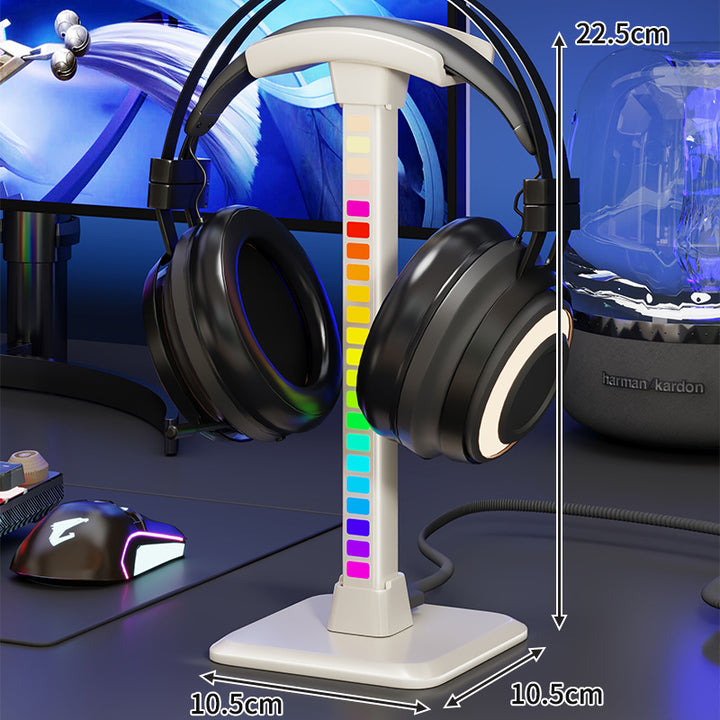 RGB LED Desktop Kopfhörerständer mit vertikaler Farbwechselbeleuchtung und gepolstertem Kopfteil