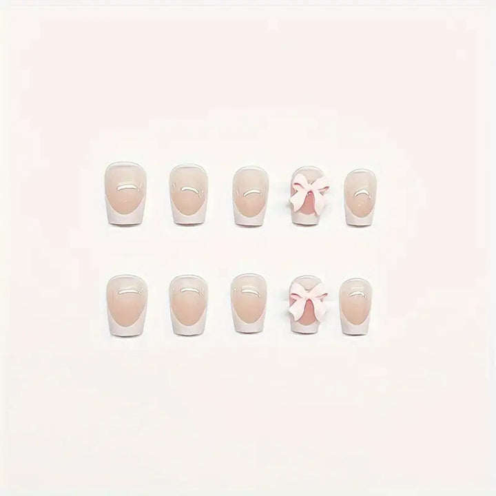 Charmante Schleifenverzierte Press-On Nagelkunst Karnz