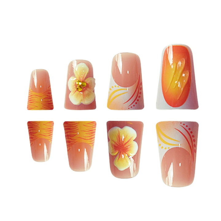 Künstlerisches Floral Press-On Nails Set Karnz