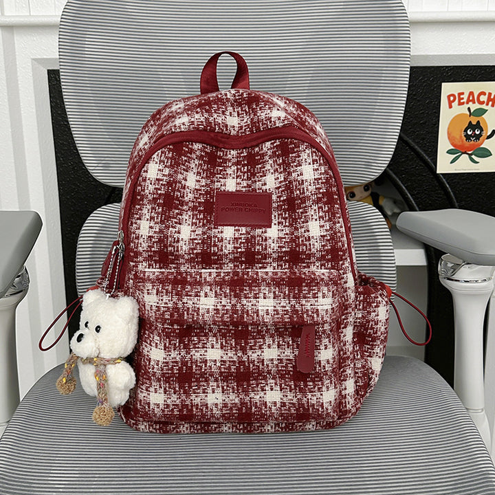 Stylische Vintage Karomuster Rucksack Karnz