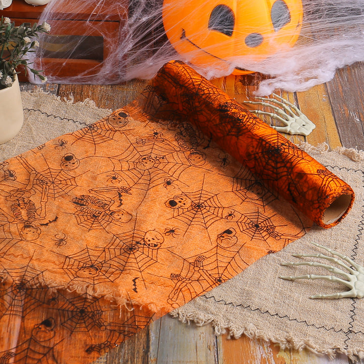 Tüllrolle mit samtigem Flockdruck Fledermäuse für Halloween- und Partydekoration