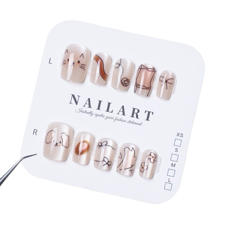 Künstlerisches Tier-Themen Press-On Nagelset Karnz