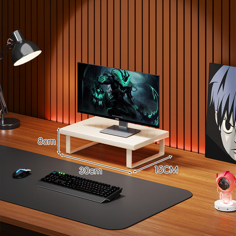 Massivholz-Monitorständer mit minimalistischem U-Rahmen aus Metallbeinen