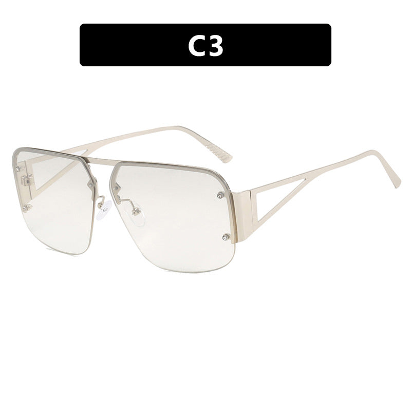 Damen oversized geometrische Sonnenbrille mit glatten Linien und schützendem UV-Filter Karnz