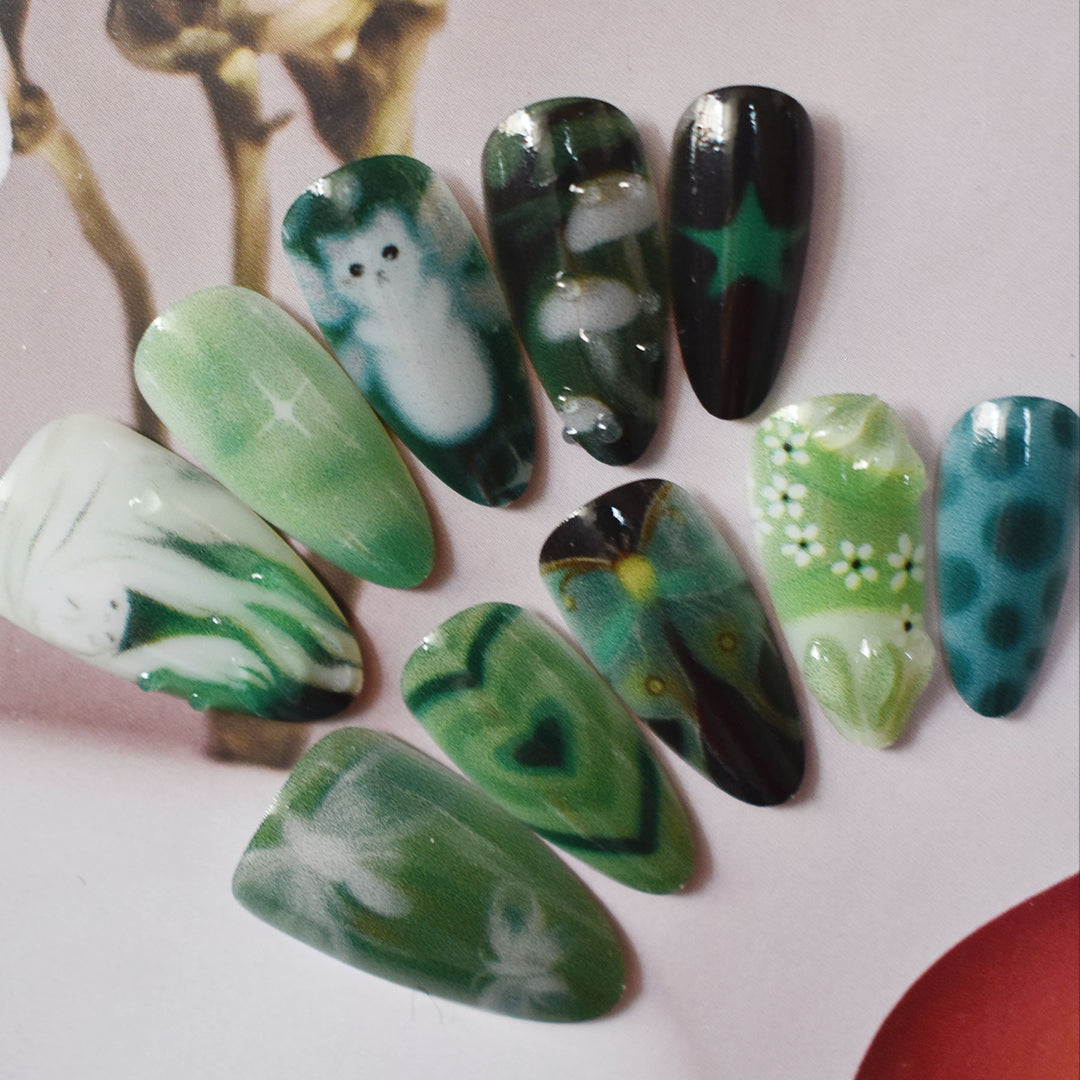 Künstlerische 3D vom Meer inspirierte Press-On Nagelkunst Karnz
