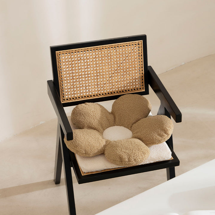 Ergonomisches Blüten‑Sitzkissen aus Bouclé‑Teddy für Stuhl und Hocker