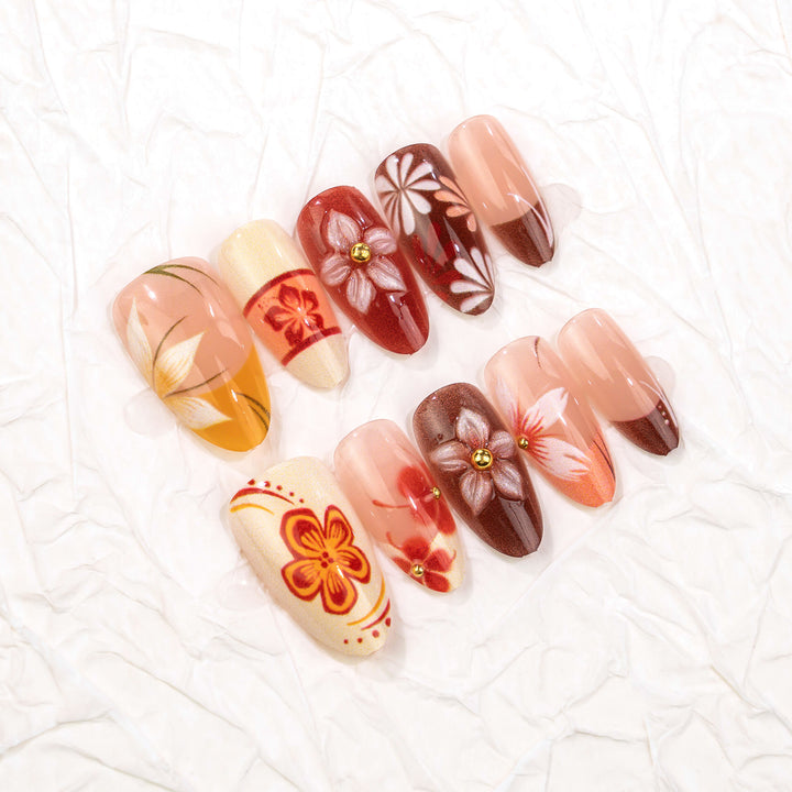 Botanischer Floral Press-On Nagel Set Karnz