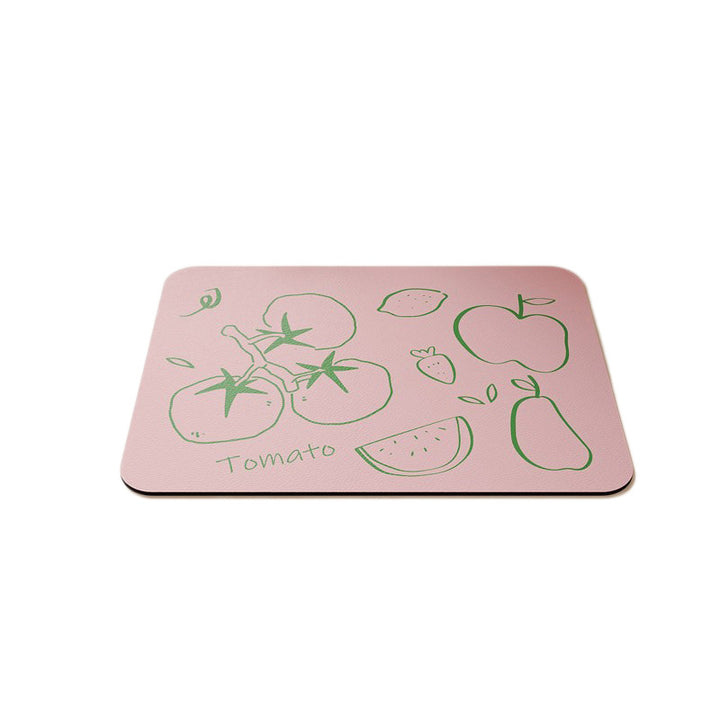 Non-Slip Heat-Resistant Kitchen Dish Drying Mat with Cute Tea Doodle Print