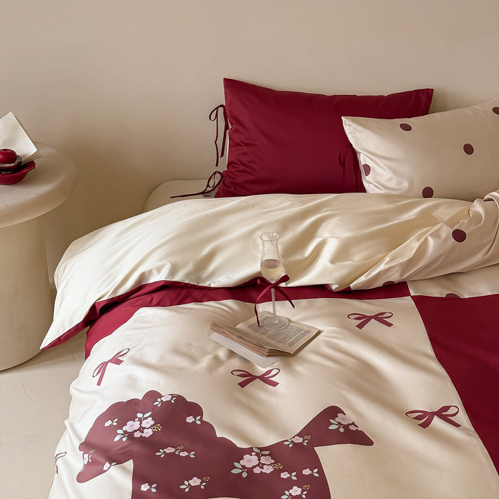 Luxuriöses Baumwollsatin Bettwäsche Set mit reversiblem Patchwork-Design
