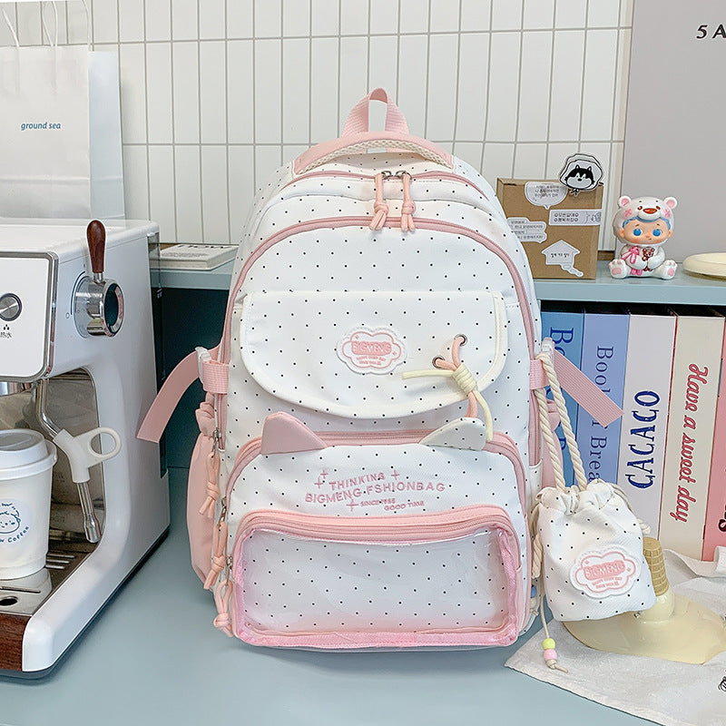 Polka Dots Design Rucksack mit mehreren Fächern Karnz