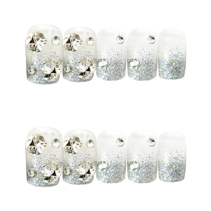 Rhinestone-verzierte Press-On Nagelkunst Karnz