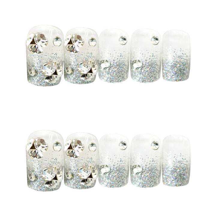 Rhinestone-verzierte Press-On Nagelkunst Karnz