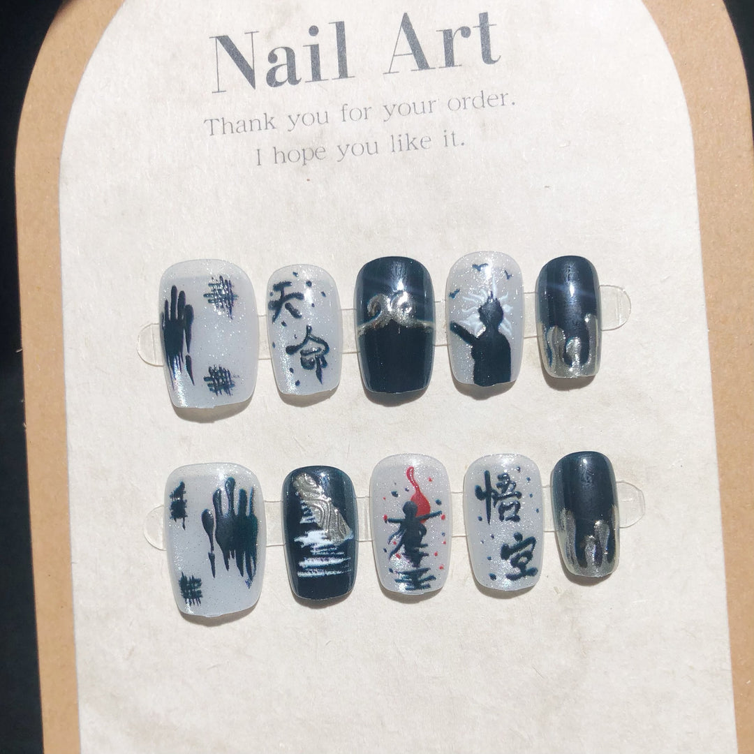 Künstlerisches abstraktes Press-On Nagelkunst Set