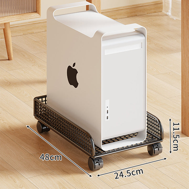 Untertisch-Roll-PC-Tower-Ständer mit Netzablage und verriegelbaren Rollen