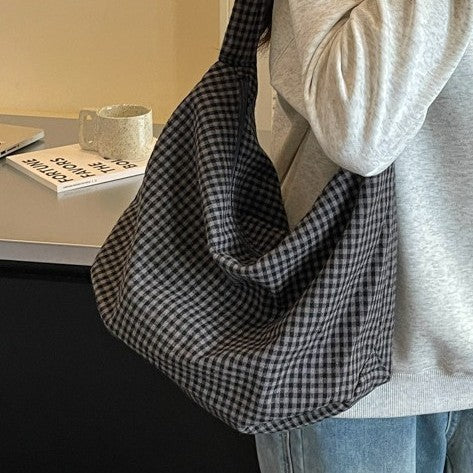 Gemütliche Gingham-Print Schultertasche