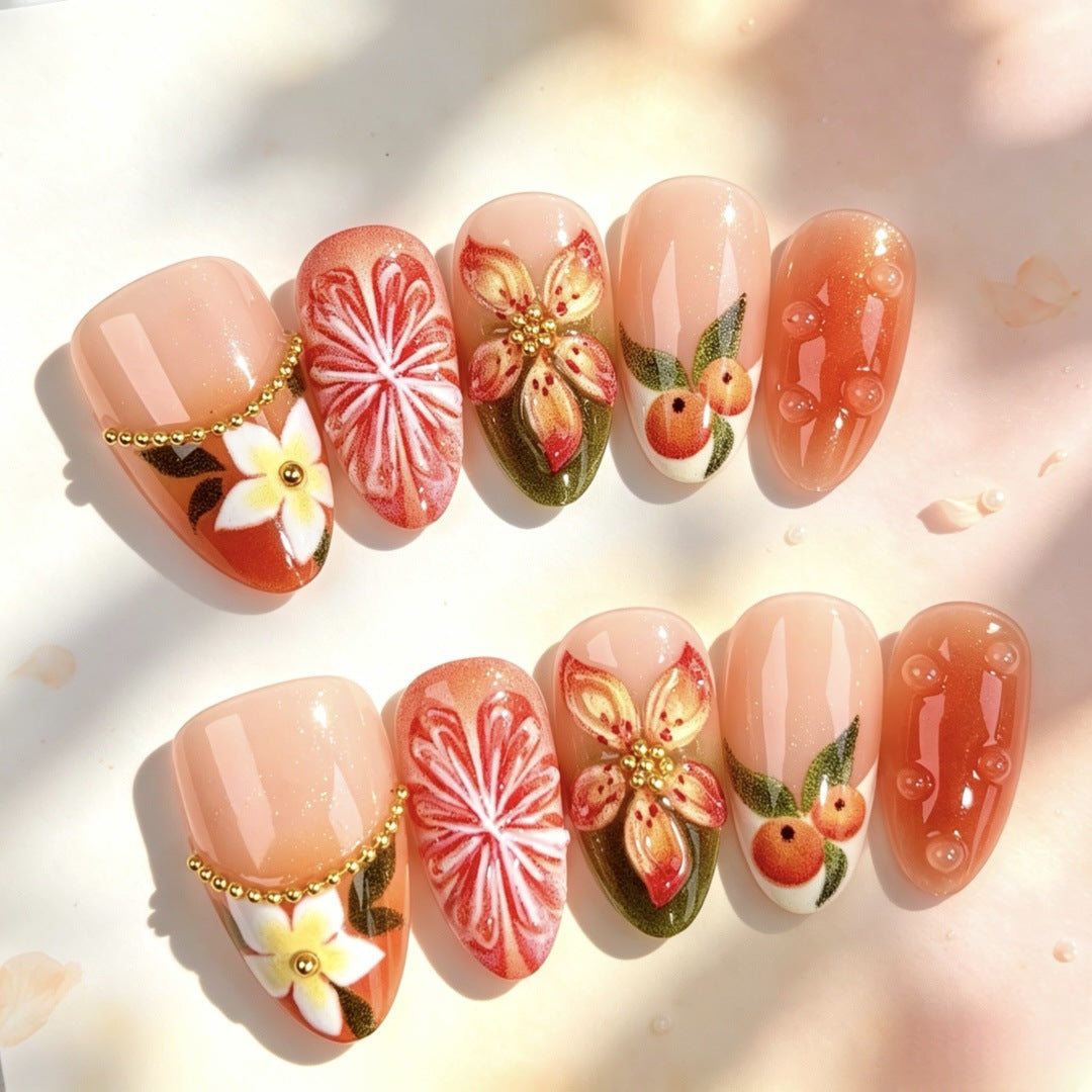 Künstlerische Floral Press-On Nagelkunst Kollektion 1790746209