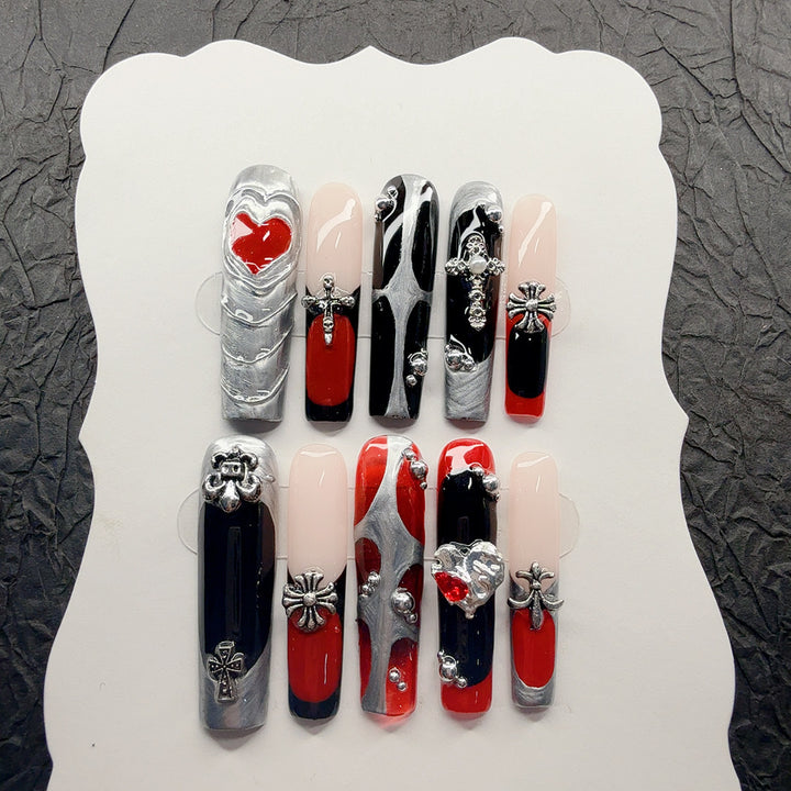 Gothic-inspiriertes 3D dekoratives Aufklebenail-Set