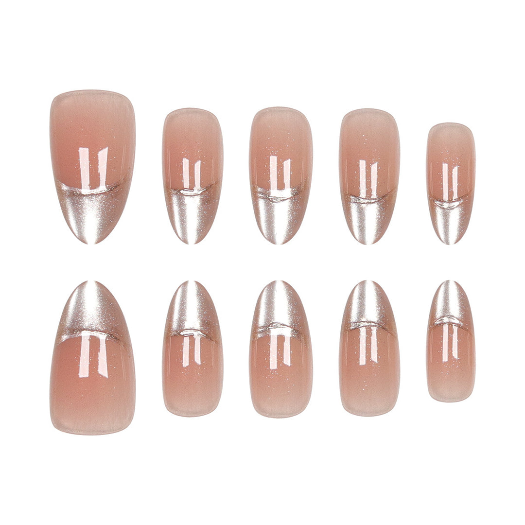 Elegante Stiletto Press-On Nägel mit perlmuttartigem Finish Karnz
