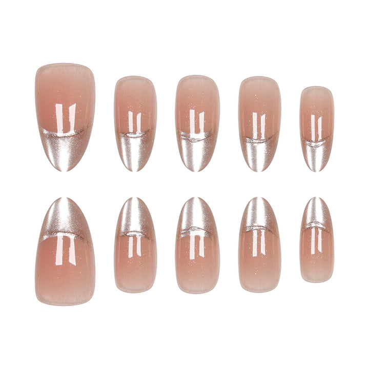 Elegante Stiletto Press-On Nägel mit perlmuttartigem Finish Karnz