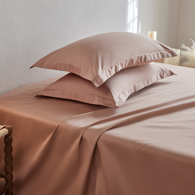 Premium-Kissenbezug- und Spannbettlaken-Set aus Baumwoll-Perkal mit Hotelkante