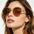 Damen runde Sonnenbrille mit elegantem Metallrahmen und verspiegelten Gläsern Karnz