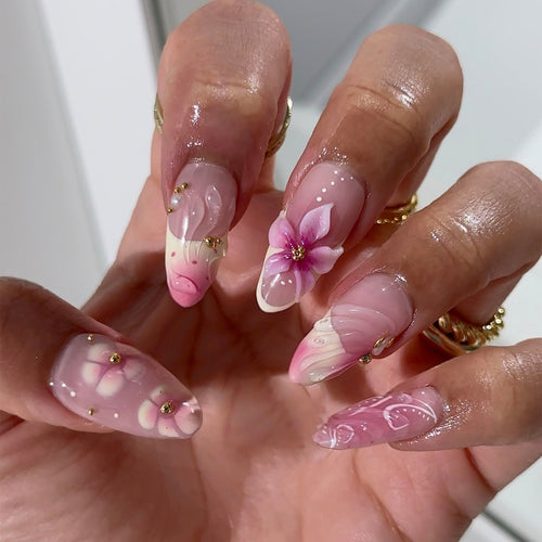 Blumengemäßtes Press-On-Nagelkunstset