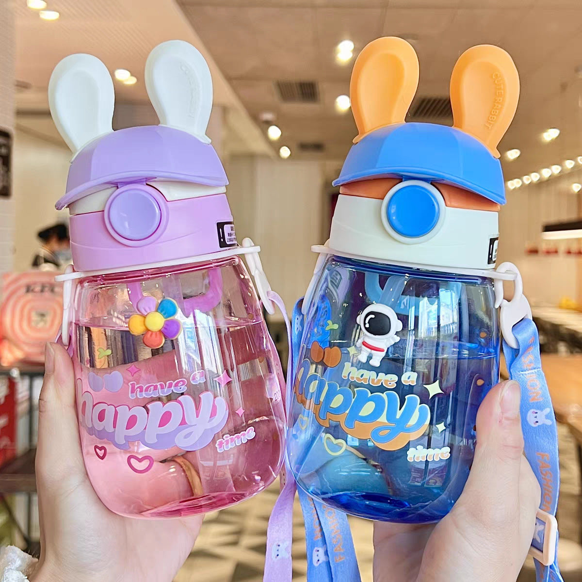 Damen Stilvolle Wasserflasche mit Bunny-Deckel Karnz